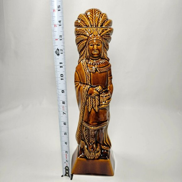 Ezra Brooks 1968 Empty Whiskey Decanter Bottle 16" Native American Chief - Picture 2 of 12